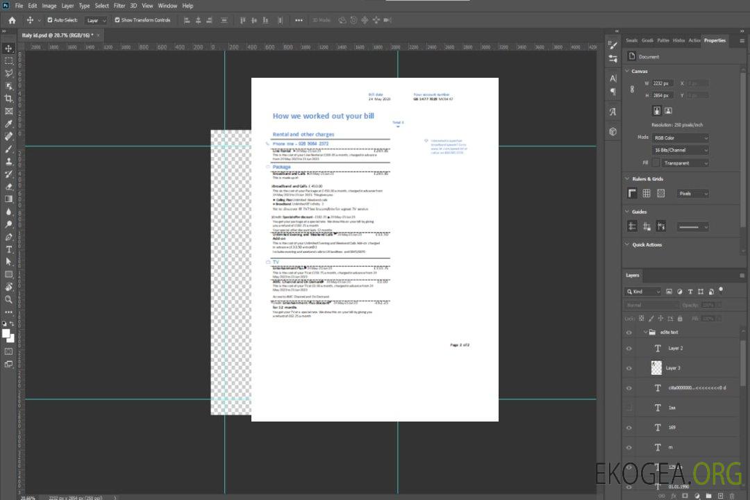 Facture commerciale de service public BT, page 2 SCR template Facture commerciale de service public BT, page 2 SCR template